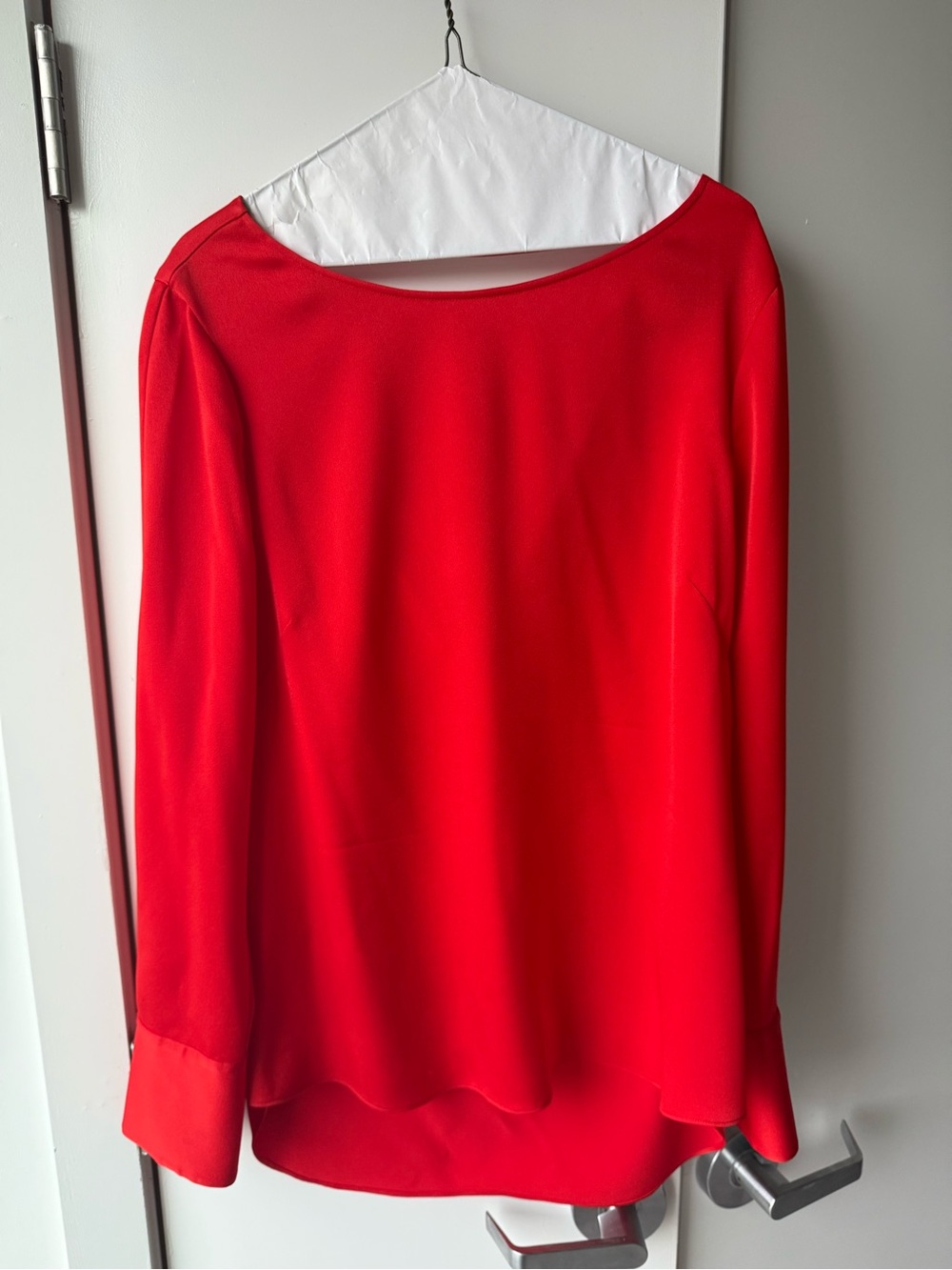 BCBGMaxAzria Red Long-Sleeve Boatneck Blouse